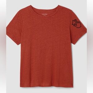 Eileen Fisher Bright Orange Short Sleeve Linen Tee